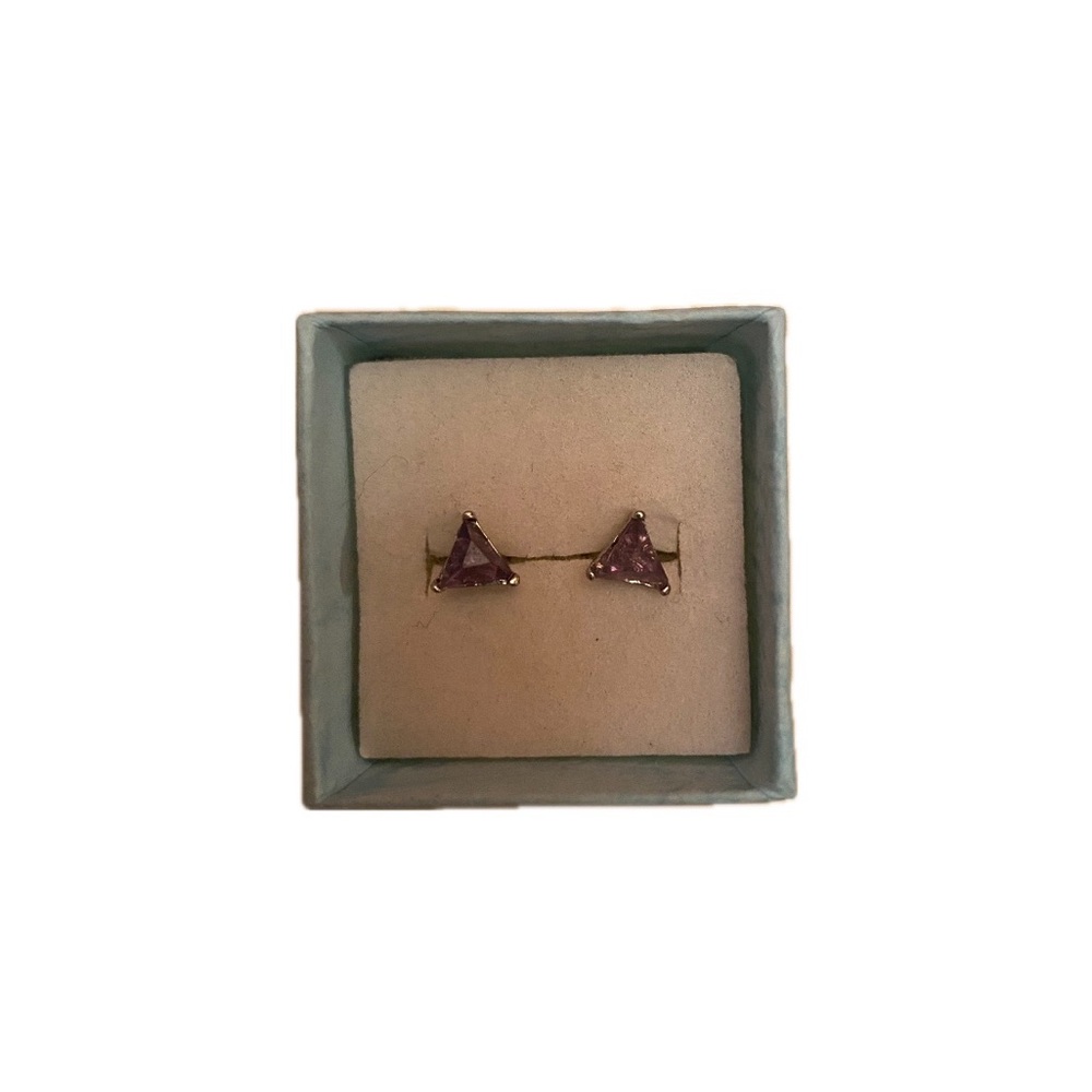 Vintage Gemstone triangle stud earrings